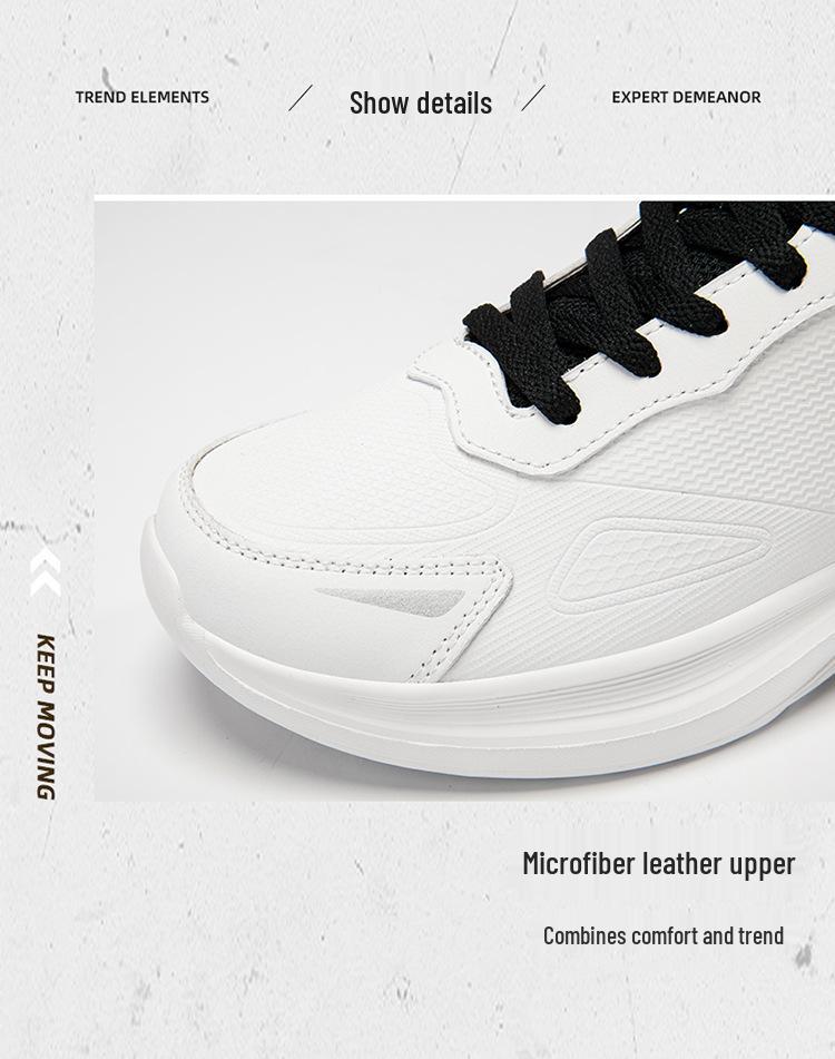 Men's Black Leather Lightweight Casual Sports Shoes - Soft Sole & Comfortable for Running