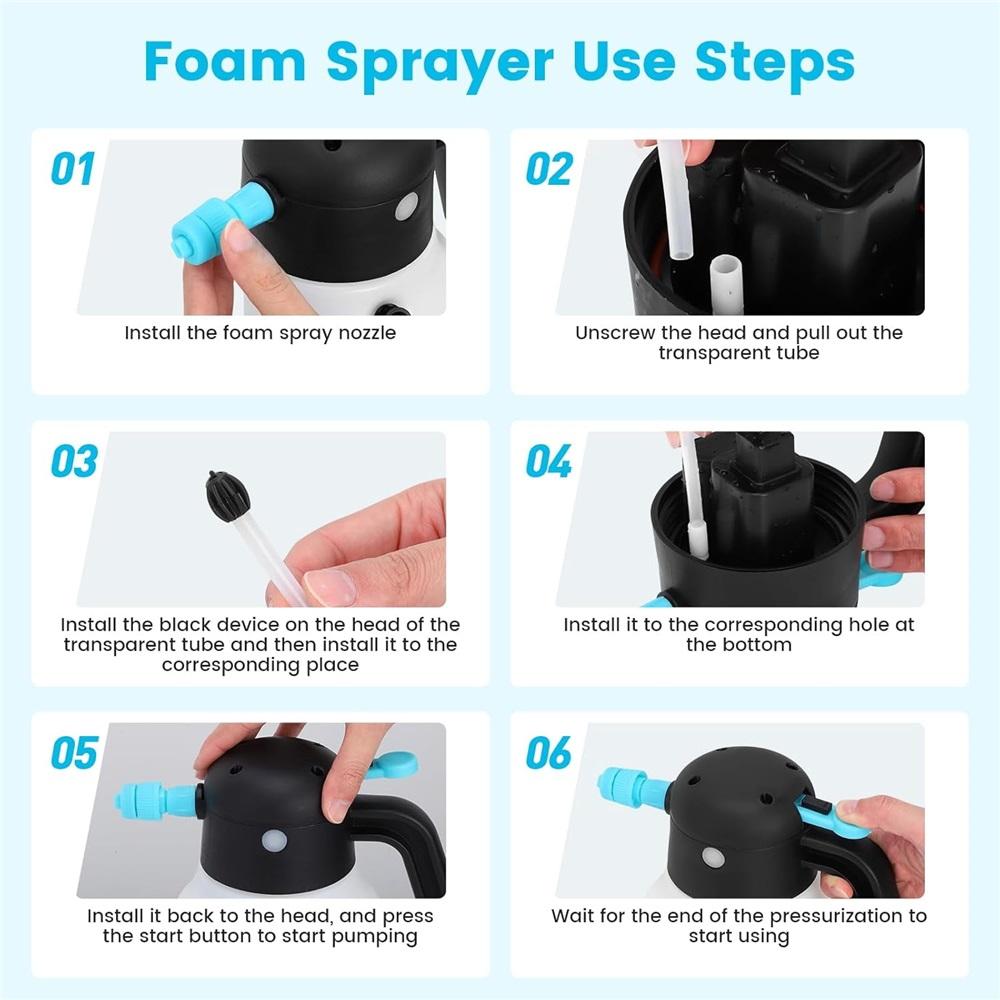 Electric Foaming Sprayer with USB Charging, 1.8L Electric Pressurized Foaming Sprayer