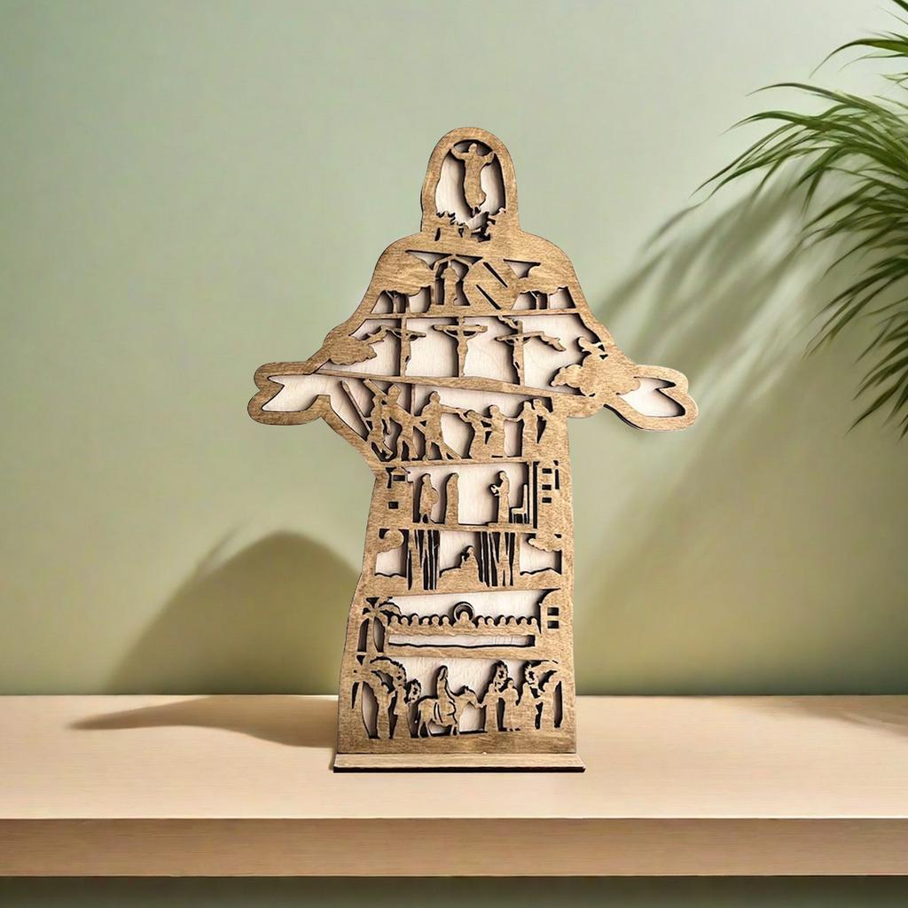 Christ Statue | Resurrection Decor - Tabletop Wood Easter Decor Spiritual Decor For Bathroom Bedroom Kitchen