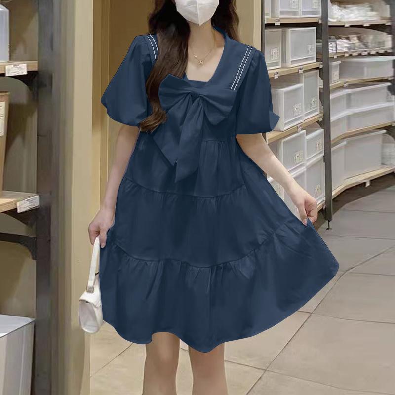 

ZANZEA Women Summer Navy Collar Loose Casual Short Sleeve Dress L темно-синього кольору