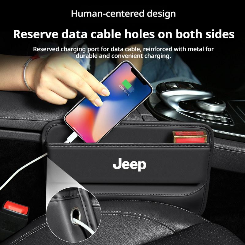 Leak-proof Car Seat Gap Storage Organizer Genuine Leather for Jeep Renegade Wrangler JK Grand Cherokee Compass Auto Accessories AKY1