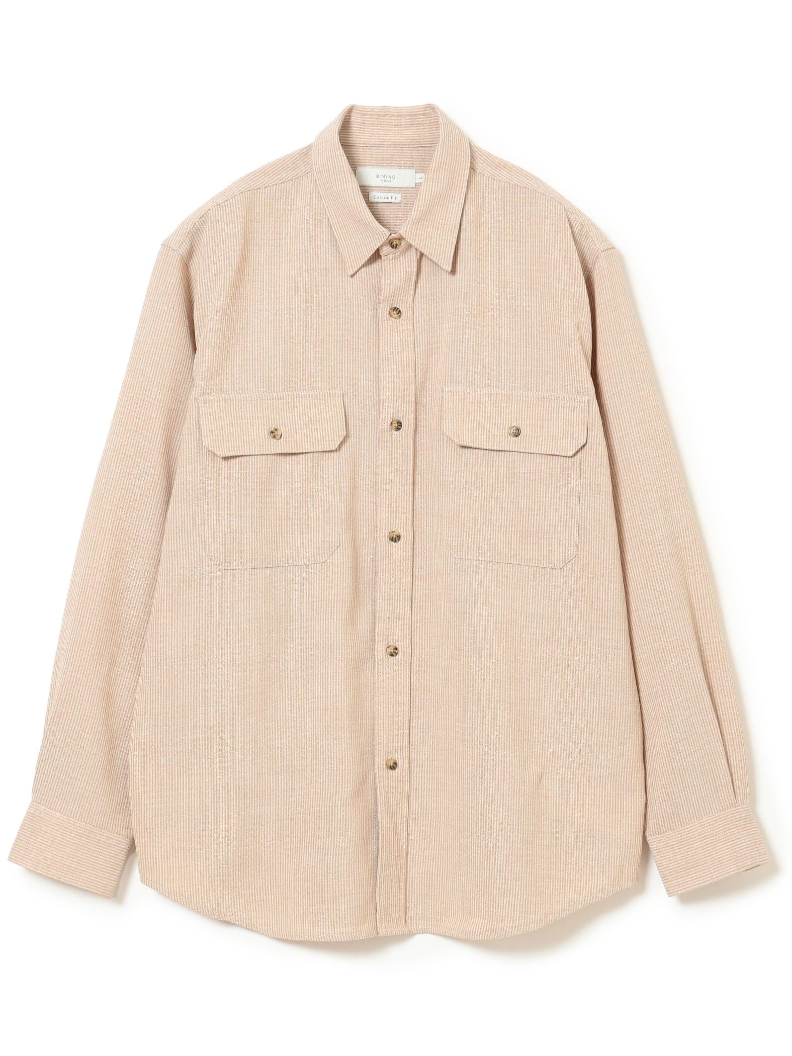 

B:MING LIFE STORE by BEAMS Men s Long Sleeve Polyester Work Shirt, Beige, Size M (92110376247)