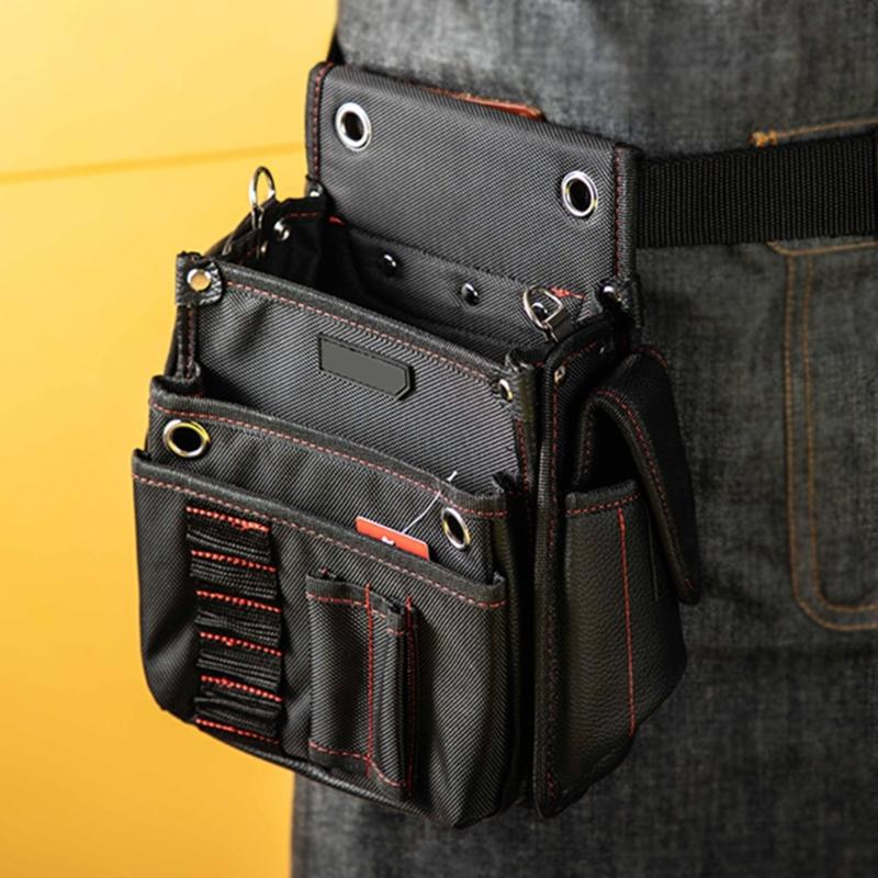 Belt Tool Pouch with Belt Oxford Cloth Small Pocket Waist Tool Bag Electrical Tool Organizer Pouch for Electrician