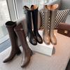 Grape Mom Studiolee Black Boots Female Internet celebrity After Zipper Thick Bottom Tall Skinny Motorcycle Rider Boots