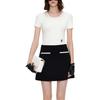 Karl Lagerfeld French Elegant Daily Commuting Dating Outfit Light Luxury Solid Color Round Neck Short Sleeve Knit Top Women Tops Off-white M21L2339