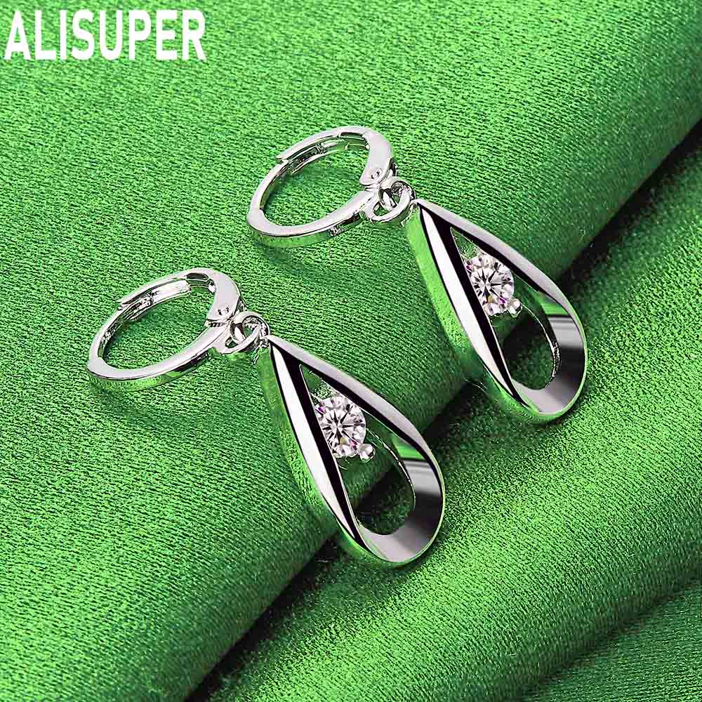 925 Sterling Silver AAA Zircon Water Droplets/raindrops Piercing Earrings Fashion Charm Wedding Jewelry