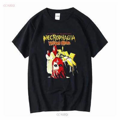 Necrophagia Occult Necro Tour Černé Všechny Velikosti Tričko Dárek VC1636 Dlouhý nebo Krátký Rukáv Vintage Vyprané Unisex Pružné
