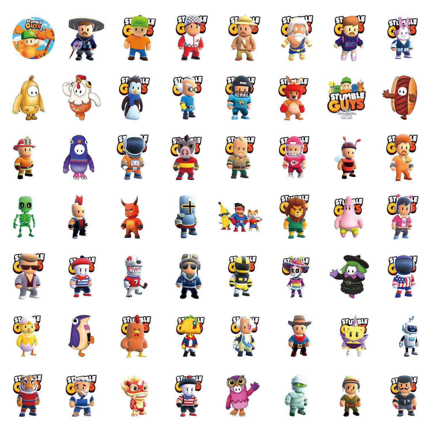 55 Cross-border Stumble Guys Candy Man Cartoon Graffiti Stickers for DIY Decoration & Water Bottles