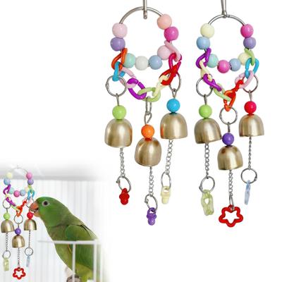 Parrot Chew Toys with Heart Wind Chime Bell Bird Enrichment Activity Plaything for Small Medium Birds Safe Durable Material