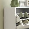 Shoe Cabinet With 2 Flip Drawers Adjustable Shelves For Hallways And Small Spaces 47x26x85 Cm White Veined
