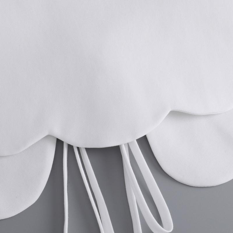 Koreanischer Stil Damen Falscher Kragen Schal Schal Muschelkanten Wellenbesatz Schulterwickel Weiß Halbes Hemd Schnür-Poncho Capelet