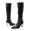 Woman's Knee-high Boots 2025 Sexy Pointed Toe Shoes for Women Slim Was Thin Black Long Boot Winter Fashion Party High Heel Shoes