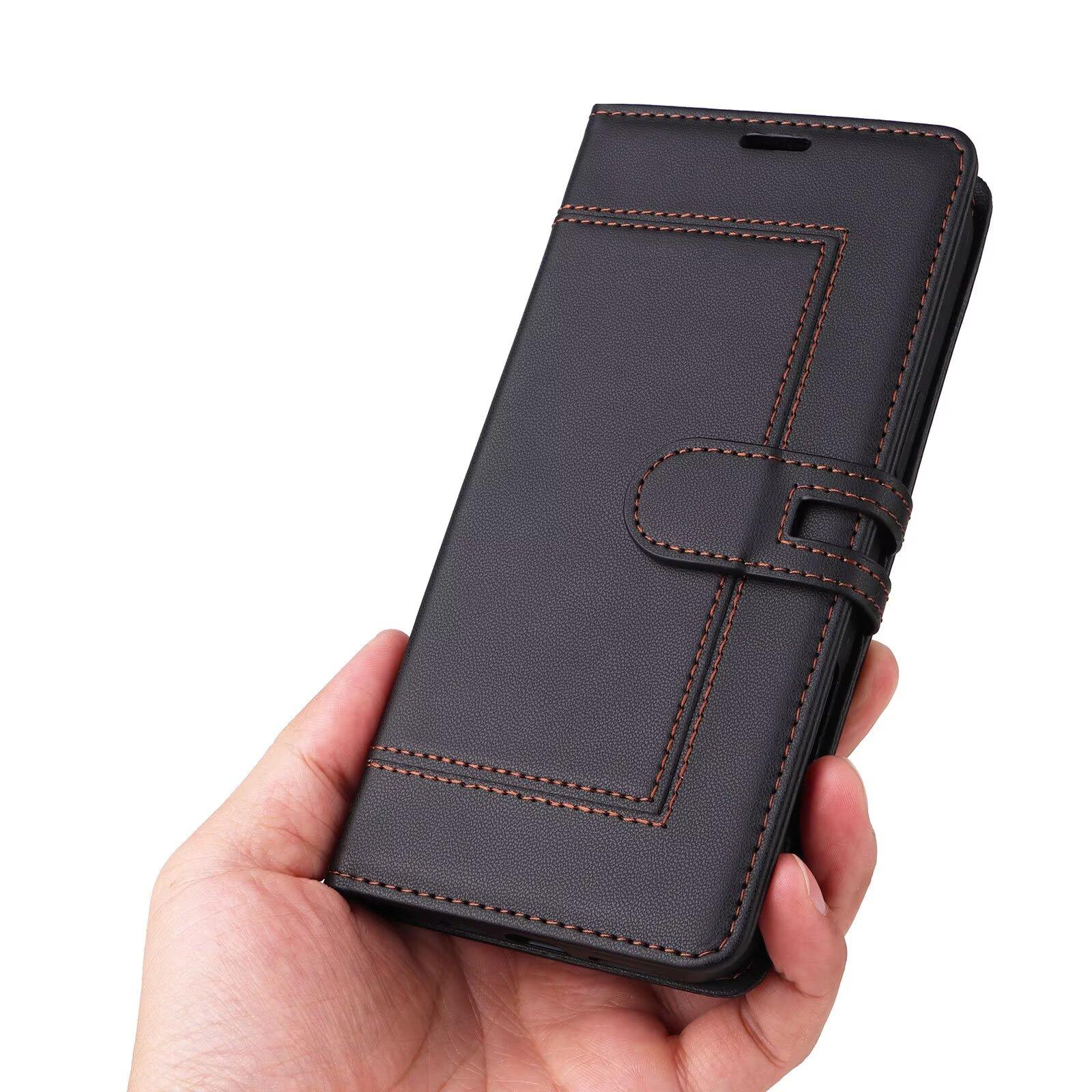 

Business Leather Flip Phone Case for iPhone 17 Pro Max Air 16E 16 15 14 13 12 11 Pro XS XR Max Plus SE Card Wallet Pocket Cover iPhone SE (2022) чорний