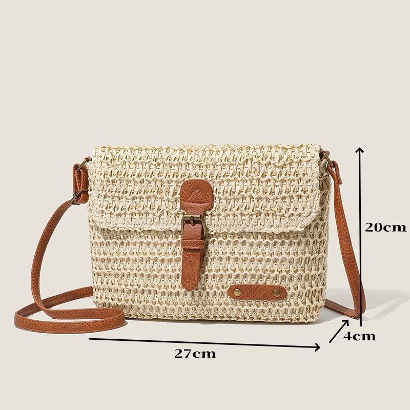 Vintage Woven Messenger Bag For Casual Travel With Cotton Strap