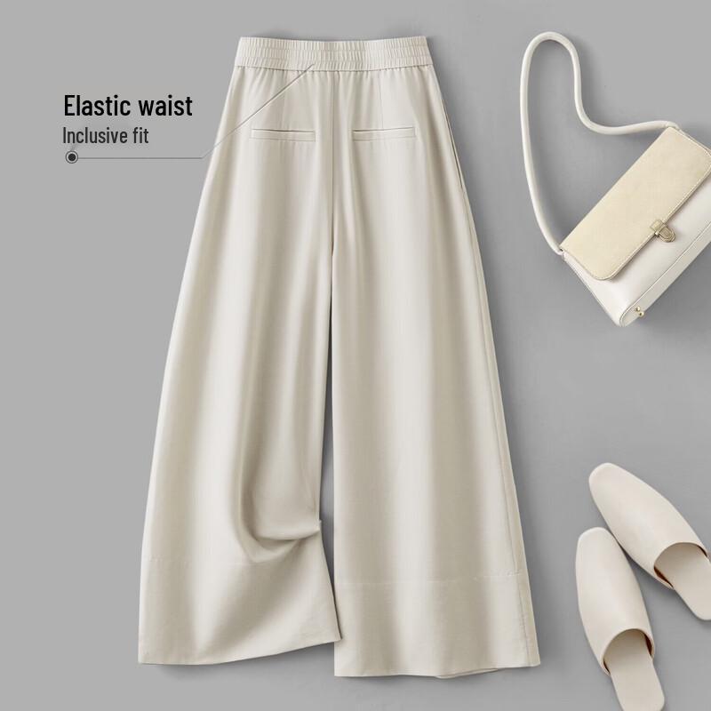 IHIMI Women's Tencel Blend Loose Wide-Leg Cropped Pants