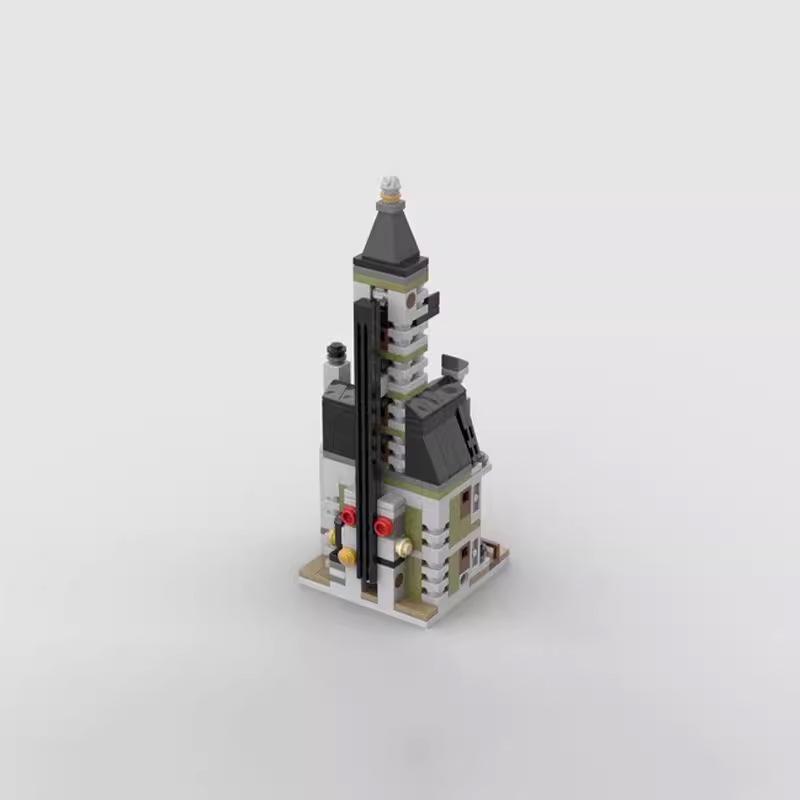 MOC-107172 Mini Building Street View Compatible Building Blocks Playground Haunted House Puzzle Assembly Building Model Toy