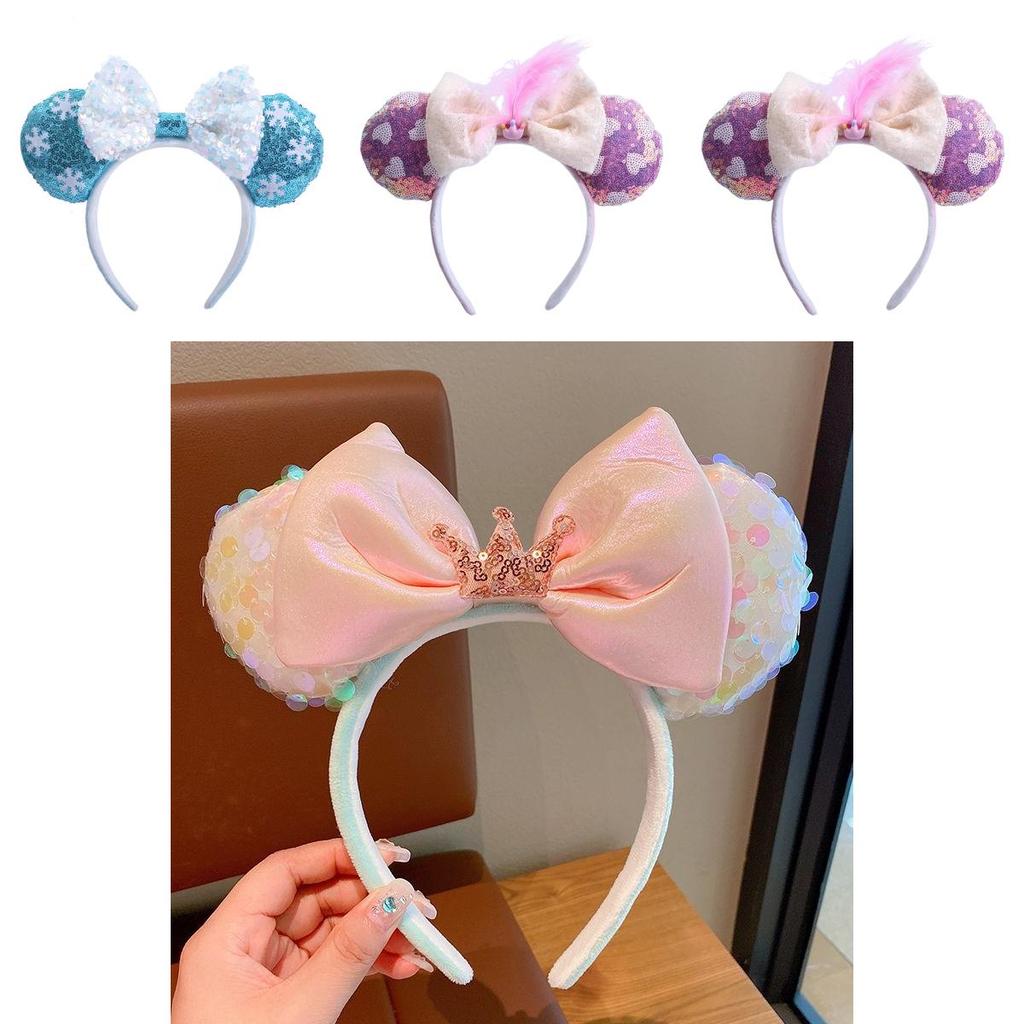 Sparkling Sequin Butterfly Bow Headband For Adults And Children Perfect For Photoshoots And Princess Parties Light Pink
