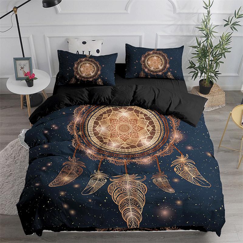 Dreamcatcher White Duvet Cover Microfiber Bohemian Print King Bedding Collection For Girls Adults Soft Comforter Cover With Pillowcase