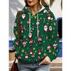 Plus Size, Women's Cute Snowman Pattern Hoodie, Long Sleeve with Pocket Plus Size Sweatshirt - Machine Washable Winter Pullover