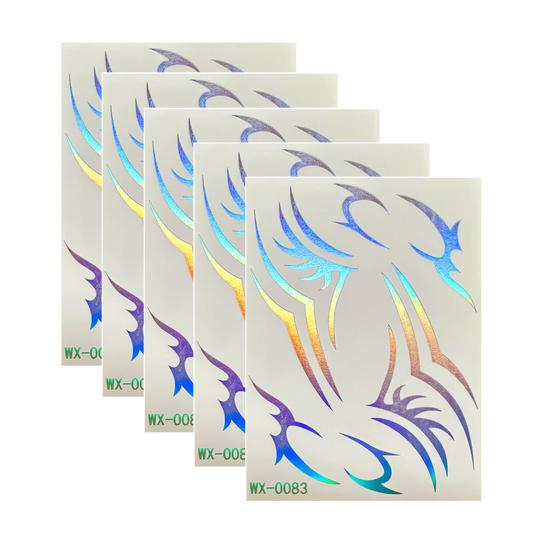 5 Sheets Holographic Lightning Tattoos Flash Temporary Stickers Full Color Body