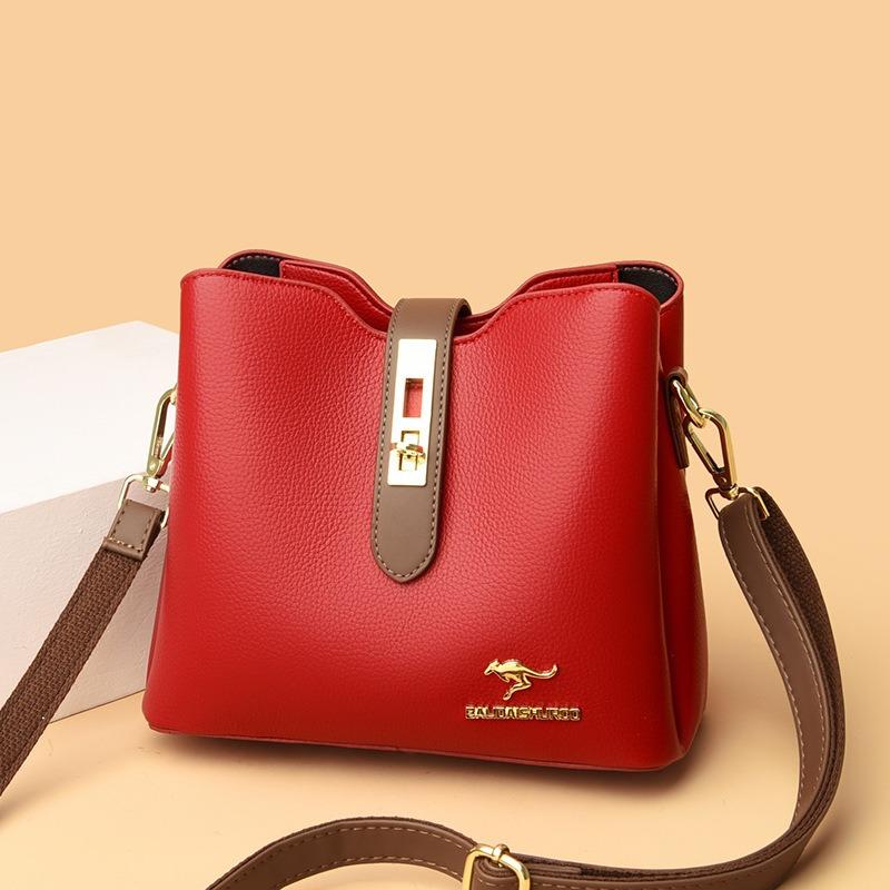 Women's bag new fashionable versatile bucket women's shoulder bag old mother embroidery thread large-capacity bag