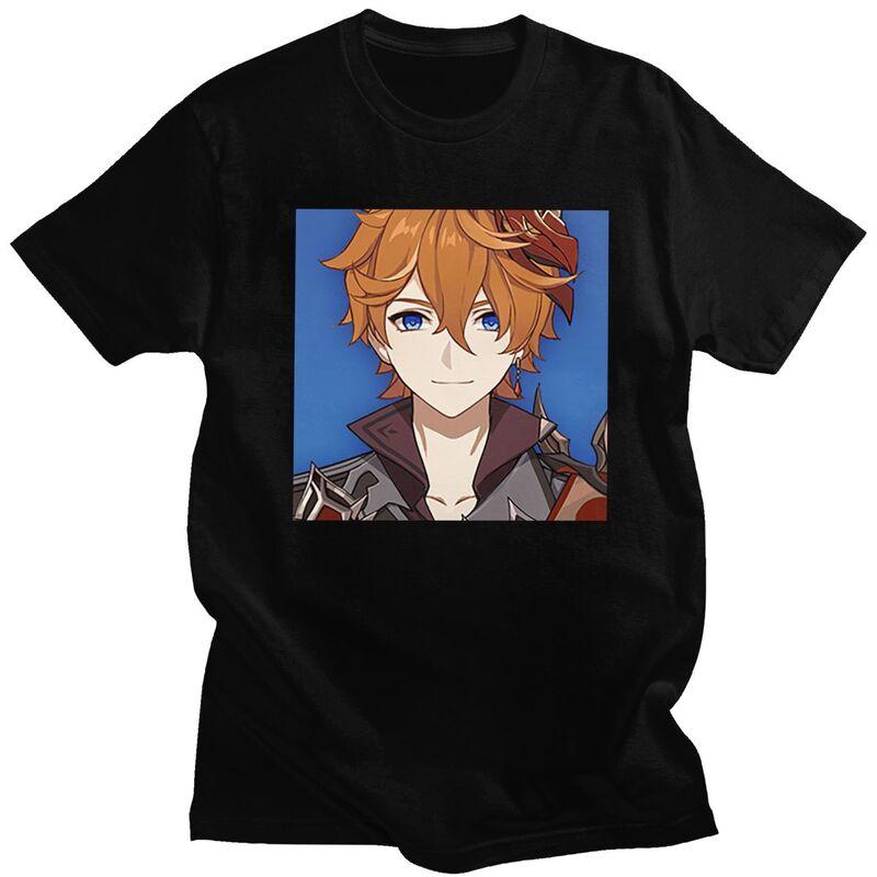 

Custom Mens Genshin Impact Childe Tartaglia T Shirt Short Sleeves Cotton Tshirt T-shirt Casual Anime Game Tees Slim Fit Cloth... 5XL різнокольоровий