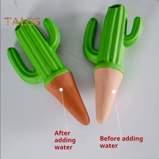 4 ks Zavlažovací trny ve tvaru kaktusu Terakotová hliněná rostlina Samozavlažovací kolíky Pomalu se uvolňující zavlažovací trny pro pokojové venkovní rostliny