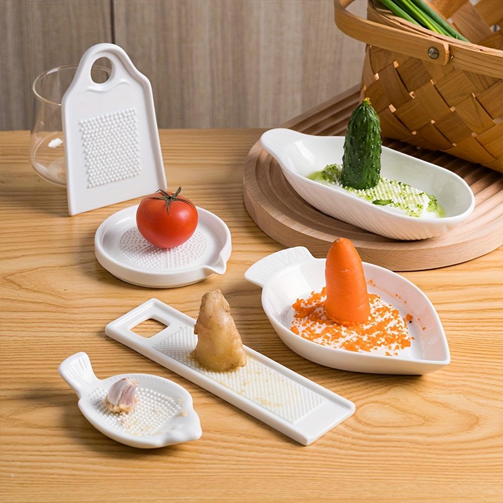 1pc Elegant White Ceramic Manual Grinder with Handle , Handheld Kitchen Tool for Garlic, Ginger, Carrots, and More