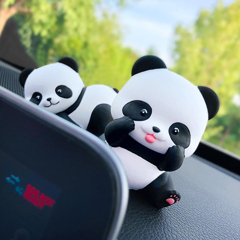 New Car Ornaments, Cute Panda Doll, Car Aromatherapy Perfume, Center Console Decoration, Cartoon Car Aroma Diffuser Stone