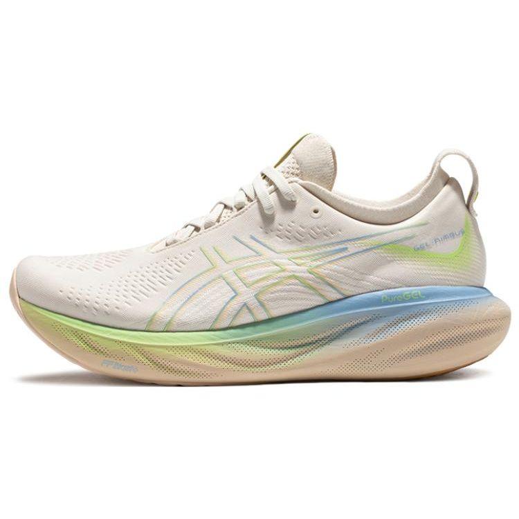 Asics Gel-Nimbus 25 Comfortable Sports Fabric Synthetic Leather Low-Top Marathon Running Shoes Men Sneaker Light-Green Blue 1011B821-200