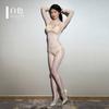 Qinghe Aurora 0.1d Ultra-thin Silky One-piece Full Body Transparent Women's Open Crotch Men's Oily Stockings