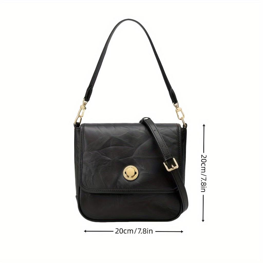 Black Retro Design Crossbody Shoulder Bag, Suitable for Women's Daily Commuting and Shopping