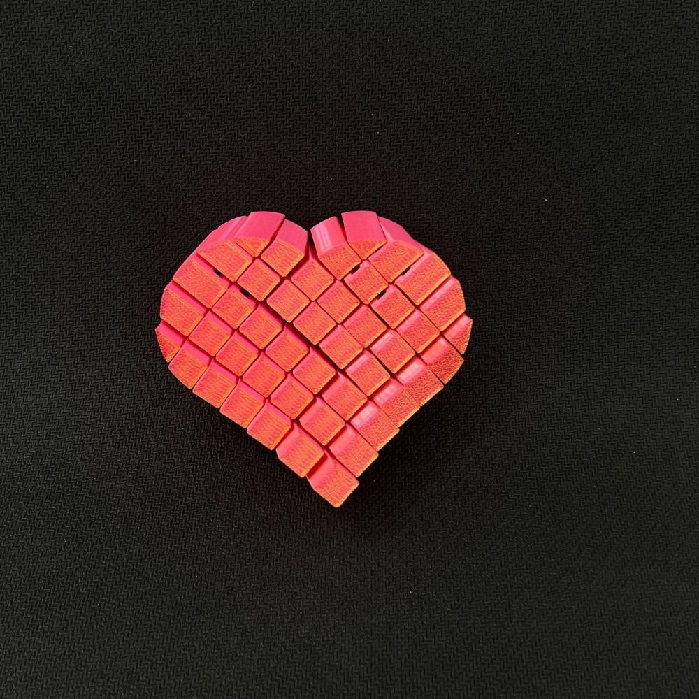 Fractal 3D Printed Pixel Heart Gifts AntiAnxiety Decompression Toy Heart Fidget Toys  Kid/ Adult