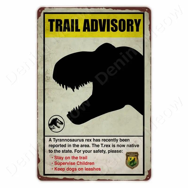 Cuidado con Raptor Señal de Metal Divertida Señal de Reduzca la Velocidad Jardín Hogar Exterior Placa de Zoológico Señal de Advertencia de Dinosaurio Decoración de Pared Vintage