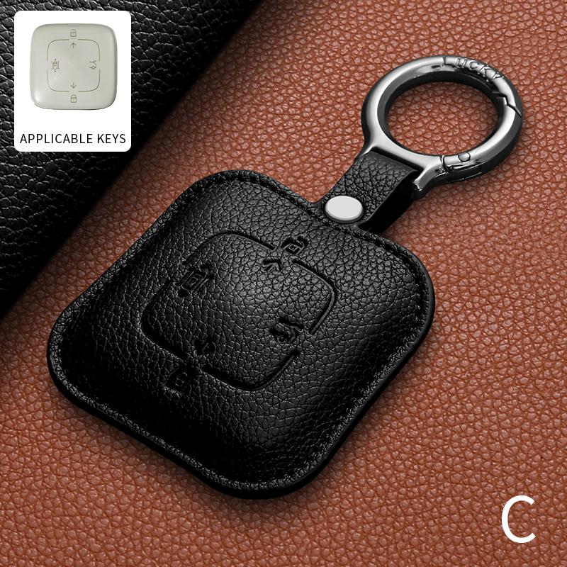 

For Zeekr 001 X 7X 007 007Gt 009 4 Buttons Leather Car Remote Key Case Cover Key Protector Fob Holder Shell Keychain Accessories