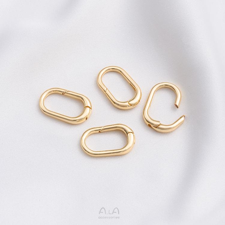 14K Gold-Filled Color-Preserving Oval Spring Clasp for DIY Pearl Chains