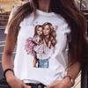 Cartoon Mother and Son Daughter Pattern Printed Women's T-Shirt Summer Casual Harajuku T-Shirt