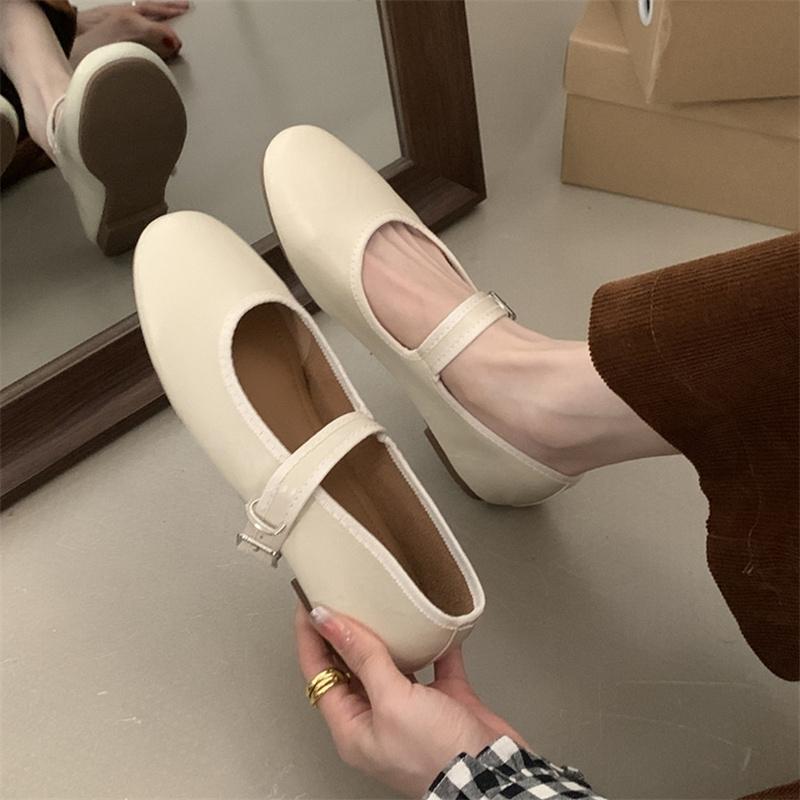 IPPEUM Women Ballet Flats Buckle PU Leather Mary Janes Shoes Ballerinas Zapatos Mujer 245
