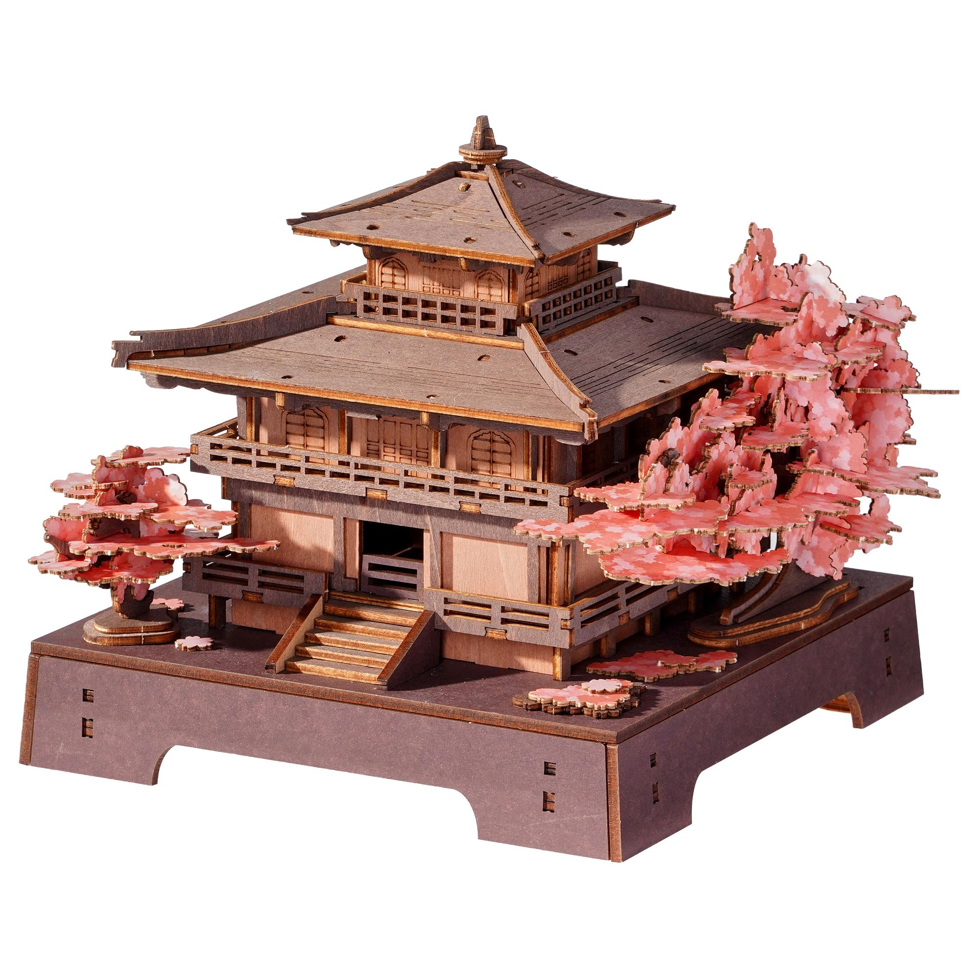 

ROBOTIME Wooden 3D Puzzle Cherry Blossom Architectural Model DIY Craft Kit Woodcraft for Boys Girls Educational Toy Japanese Style Interior Gift - -
