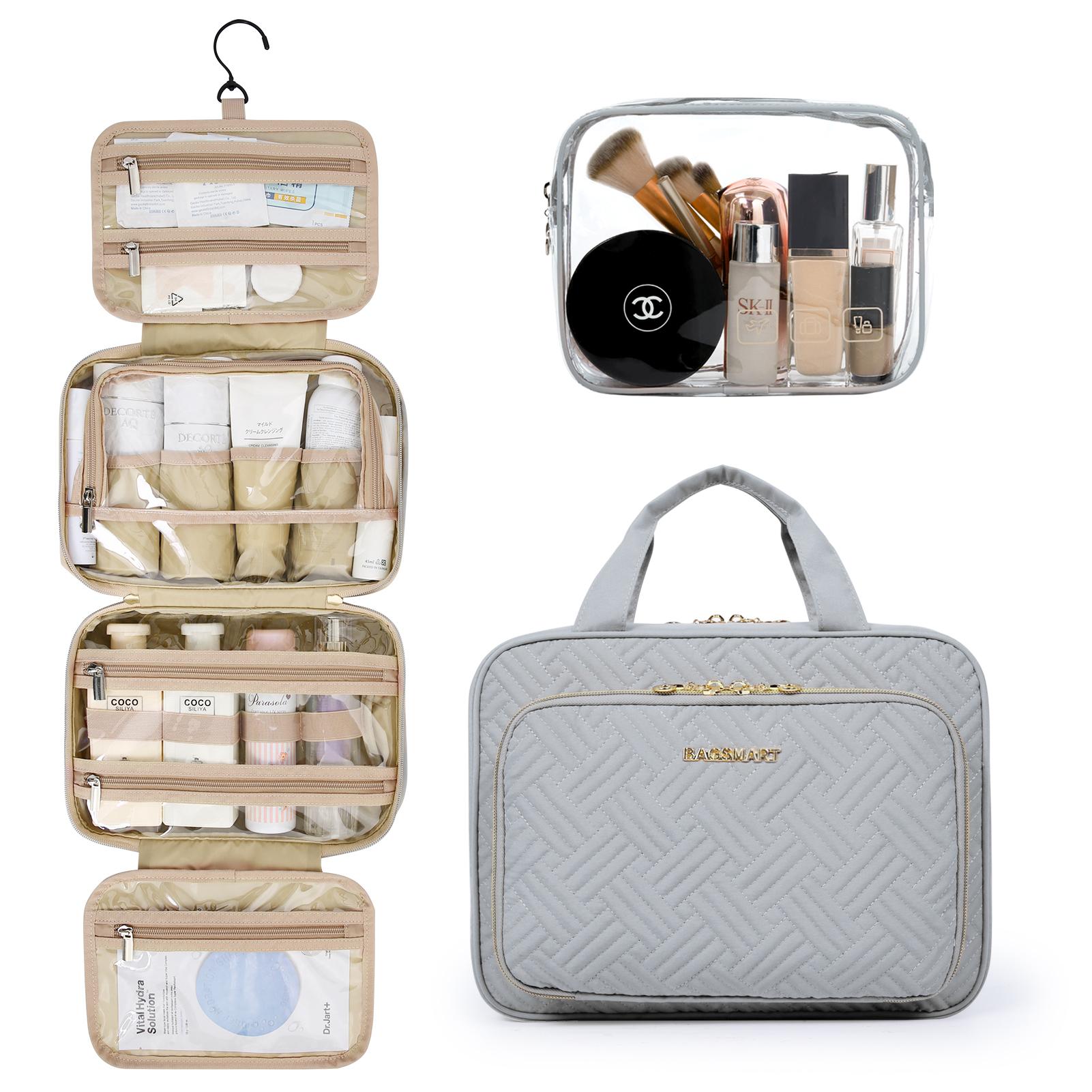 

BAGSMART 2 шт. Багатофункціональна Велика Місткість Портативна Косметичка Сумка для Макіяжу Сумка-шопер Організатор для Подорожей Зберігання Жіноча Сумка для Туалетного Приладдя L