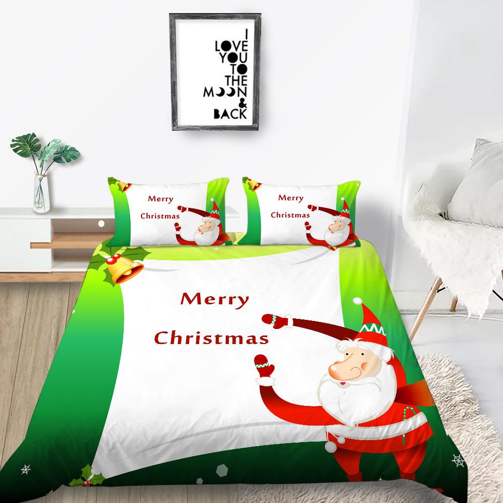 Quilt Cover Pillowcase Two Or Three-Piece Christmas Gift Series Polyester 3D Digital Printing