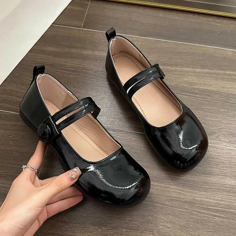 Fashion Ladies Footwear Black Silver Women's Flat Shoes with Straps Gothic Japanese Style Lolita Mary Jane Square Toe Korean Stylish Y2k