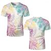 Colorful Tie-dye 3D Printed T-shirts Personality Creative Pattern Men's Casual O-neck Tops Summer Breathable Short Sleeve Tees