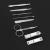8 Pcs Stainless Steel Nail Scissors Cutter Clippers Set Fingernail Toenail (Black)