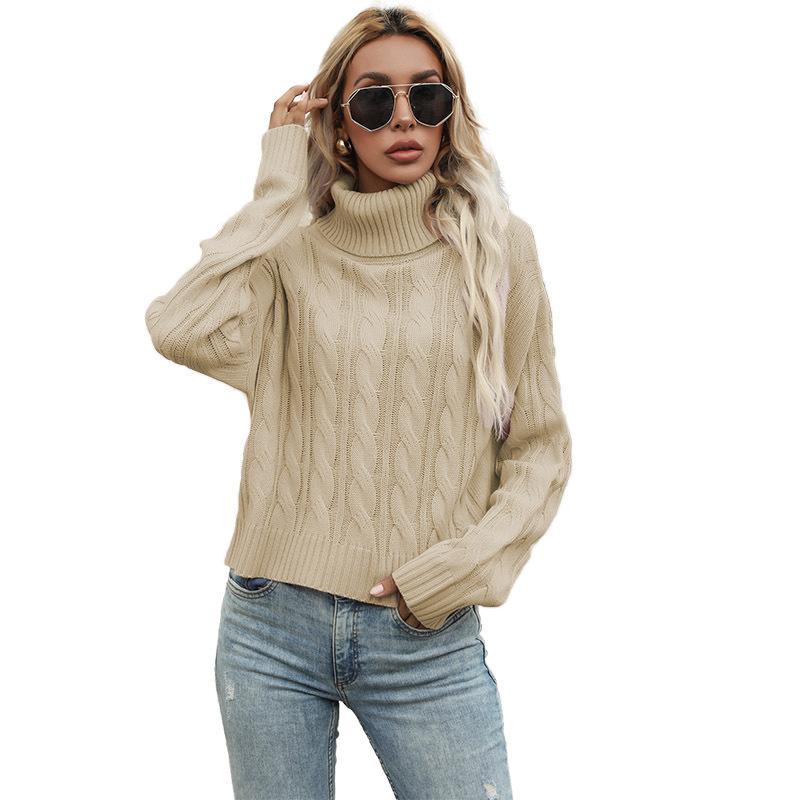 Women's Autumn and Winter Long-sleeved Versatile Knitted Sweater Top Multi-color
