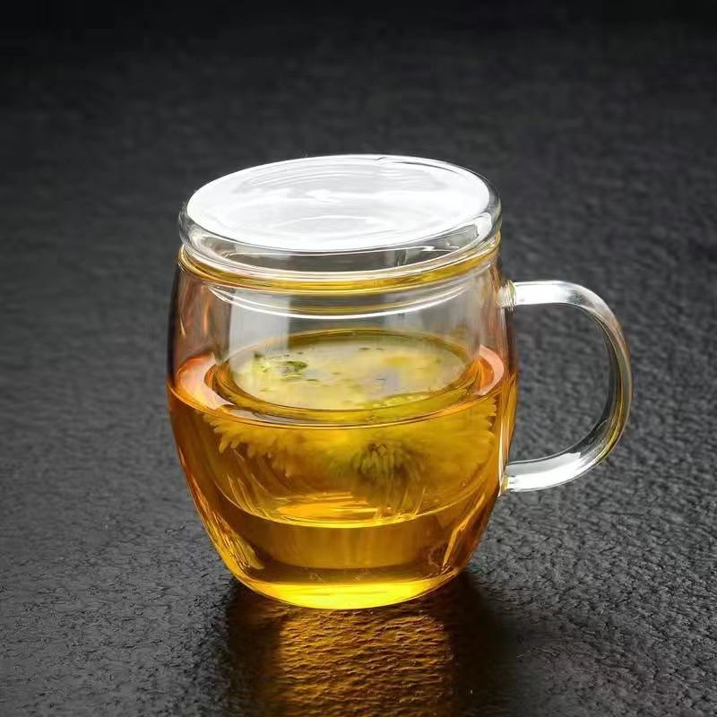 Bring a Glass Cup Flower Teacup Glass Teacup Tea Cup Filter Water Cup Juice Milk Cup