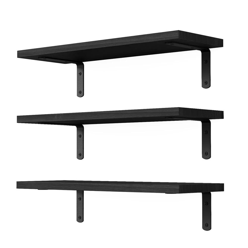 Rustic Wooden Floating Shelves Set of 3pcs  Decor Wall Mounted  Shelves for Bathroom Living Room Bedroom Ecoco Bathroom Shelf