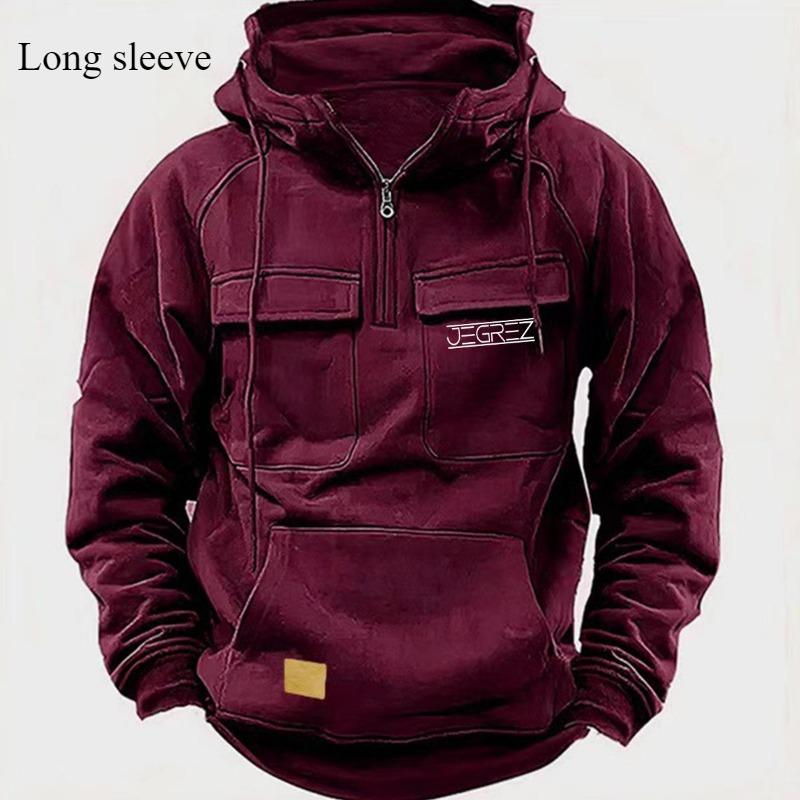 Loose Multi-pocket Solid Hooded Warm Thick Men's Hoodie New Fashion Color Long-sleeved Winter Casual Sweatshirt