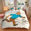Tim und Struppi Abenteuer Schnee-Print 3-teiliges Bettwäsche-Set Bettbezug mit 2 Kissenbezügen Zuhause Geburtstagsgeschenk