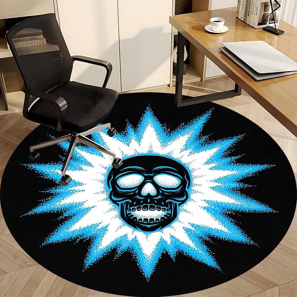 1pc Skull Sunburst Office Round Area Rug, Under Office Chairs Bedroom Living Room Home Decor, Room Deco, Available in Various Sizes 133